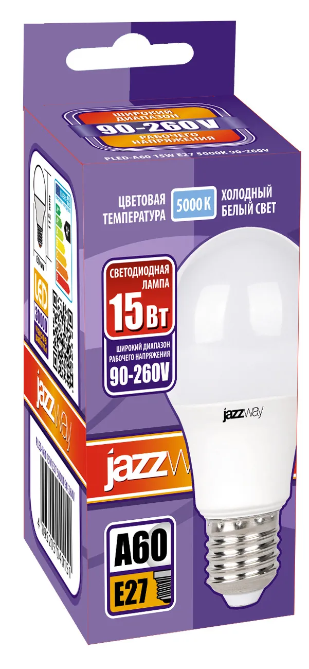 Лампа светодиодная специальная PLED-A60 15W E27 5000K 1300Lm 90-260V (расшир диапазон напряжения) | 
