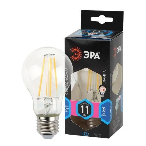 Лампа светодиодная F-LED A60-11W-840-E27 (филамент, груша, 11Вт, нейтр, Е27) | Б0035026 | ЭРА