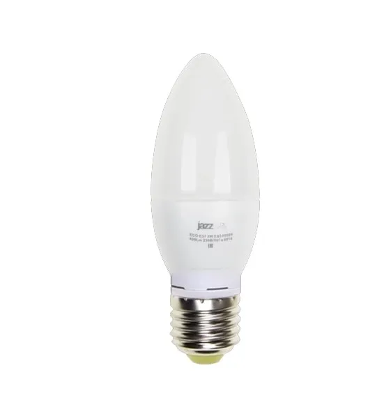 Лампа светодиодная LED 5Вт Е27 220В 4000К PLED- ECO-C37 свеча | 2855329A | Jazzway
