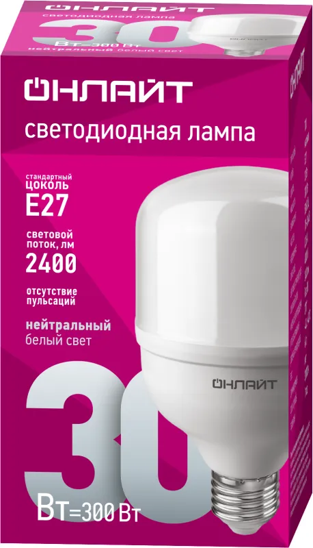 Лампа светодиодная высокомощная 82 900 OLL-T80-30-230-840-E27 30Вт 4000К нейтр. бел. E27 2400лм 176-