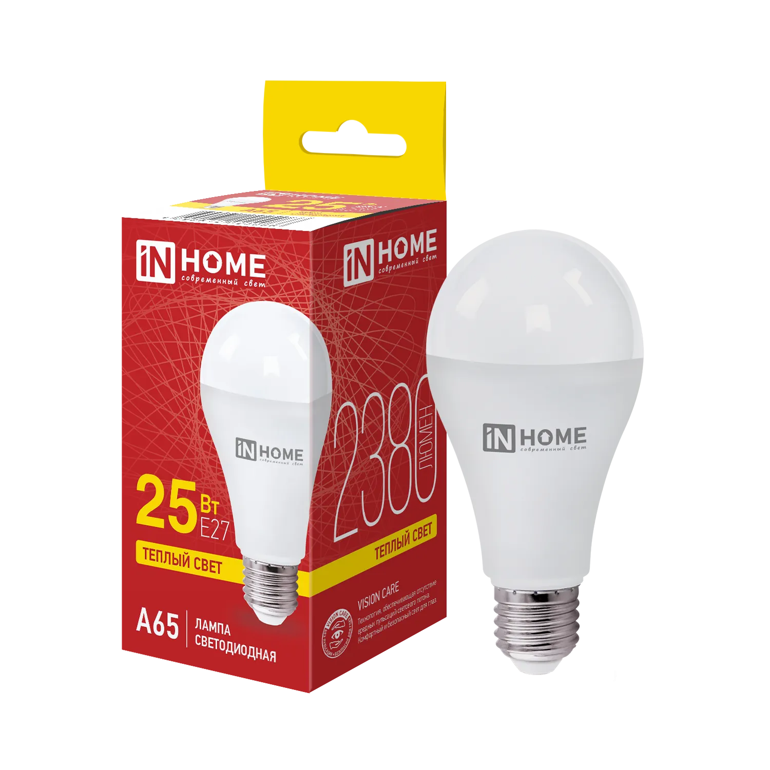 Лампа светодиодная LED-A65-VC 25Вт грушевидная 3000К тепл. бел. E27 2380лм 230В IN HOME 469061202406