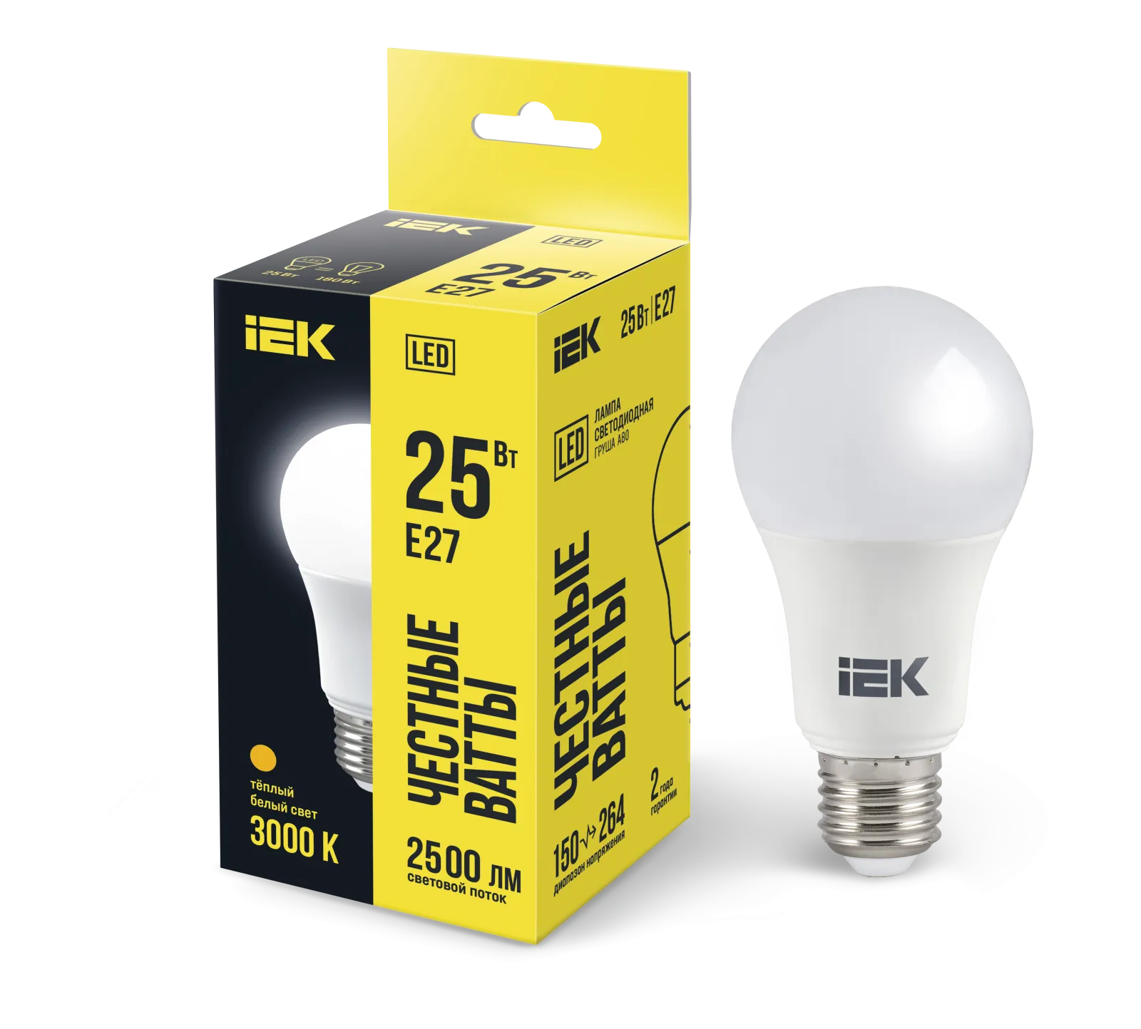 Лампа светодиодная LED A80 груша 25Вт 230В 3000К E27 | LLE-A80-25-230-30-E27 | IEK