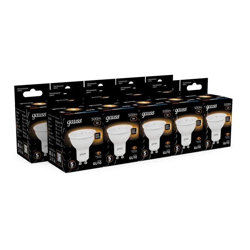 Лампа светодиодная Black 5Вт MR16 софит 3000К тепл. бел. GU10 500лм GAUSS 101506105