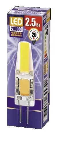 Лампа светодиодная LED 2,5Вт G4 12В 3000К PLED-G4 COB (LED driver!) капсульная | 2855749 | Jazzway