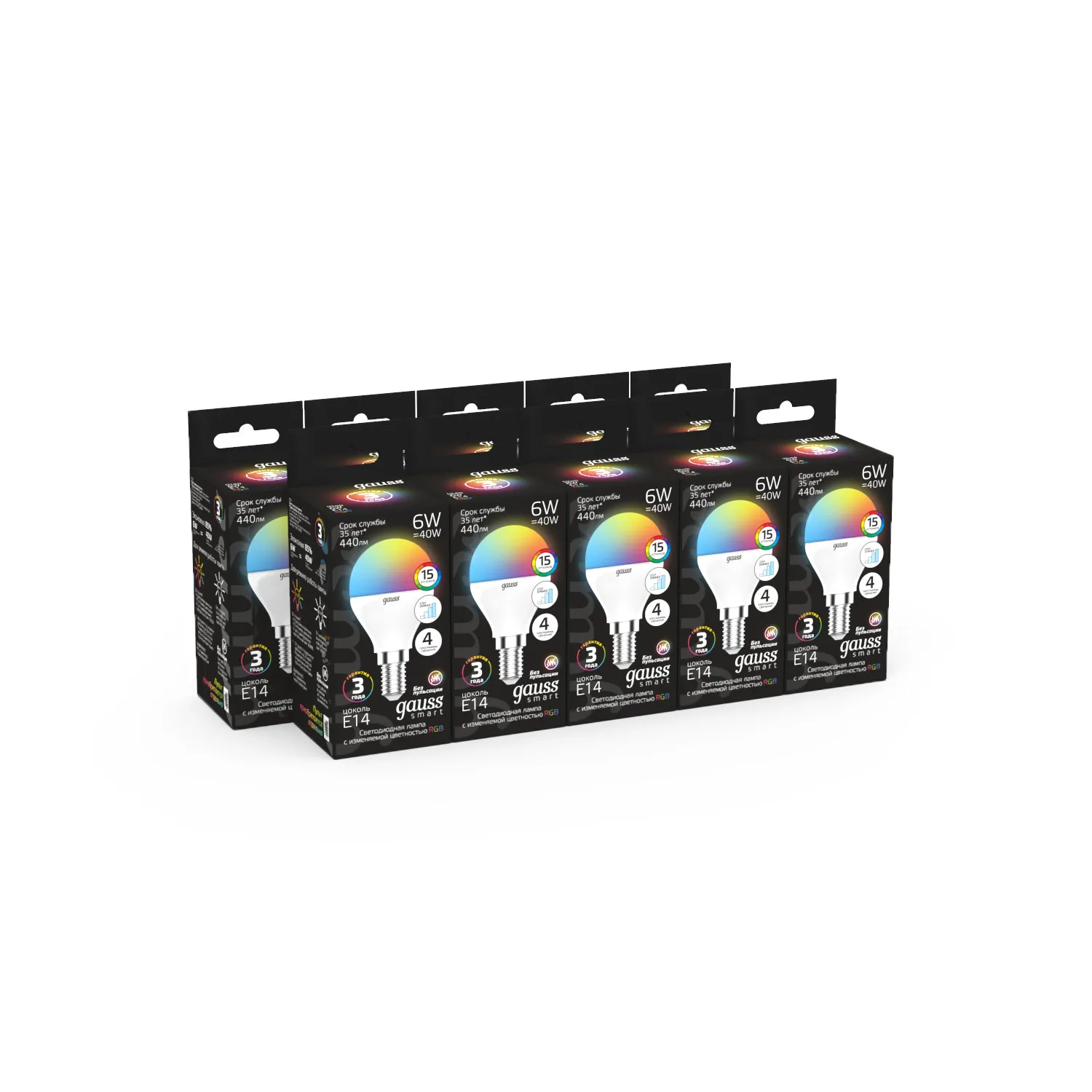 Лампа светодиодная Black 6Вт шар RGBW E14 диммир. GAUSS 105101406