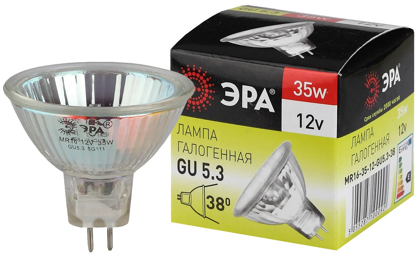 Лампа галогенная 35Вт 12В GU5.3 MR16 | C0027355 | ЭРА