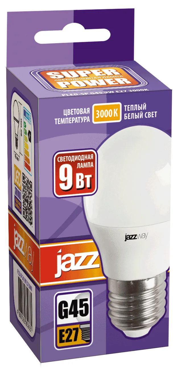 Лампа светодиодная LED 9Вт E27 230В 3000К PLED- SP G45 | 2859631A | Jazzway